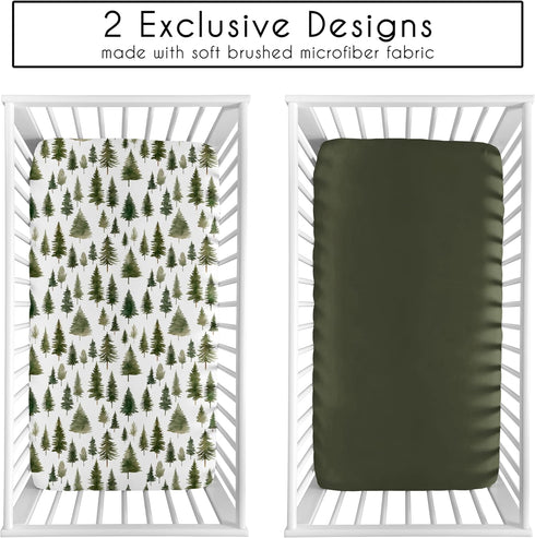 2-Piece Set Sweet Jojo Designs Baby Crib Sheets (Green Woodland Tree) for Boys or Girls, Infant Nursery, Toddler Room