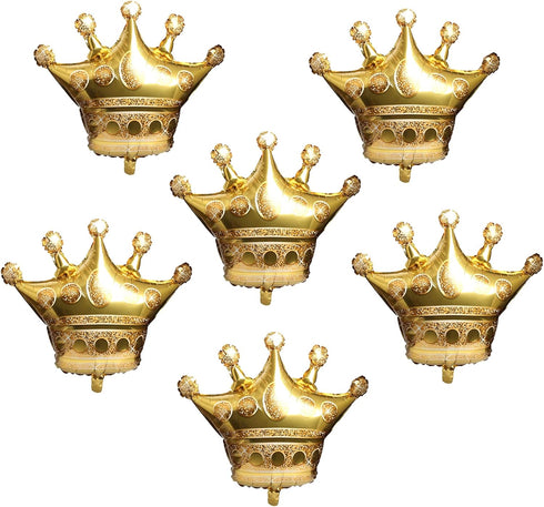 NC 6Pcs Gold Crown Foil Balloons - Birthday Party, Wedding & Bridal Shower Decorations
