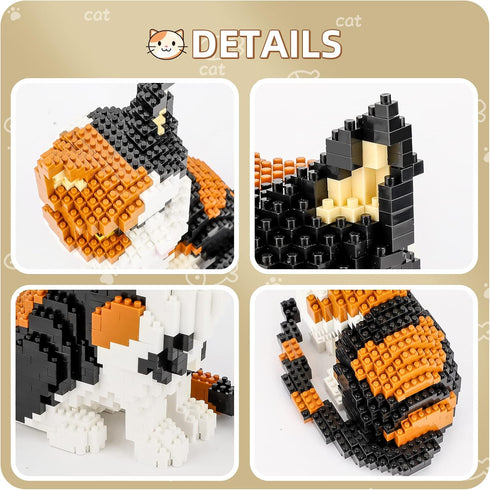 Sets 1300 3D QLT QIAOLETONG Cat Mini Building Blocks Cute Animals for Goodie Bags, PCS Micro Mini Building Toy DIY