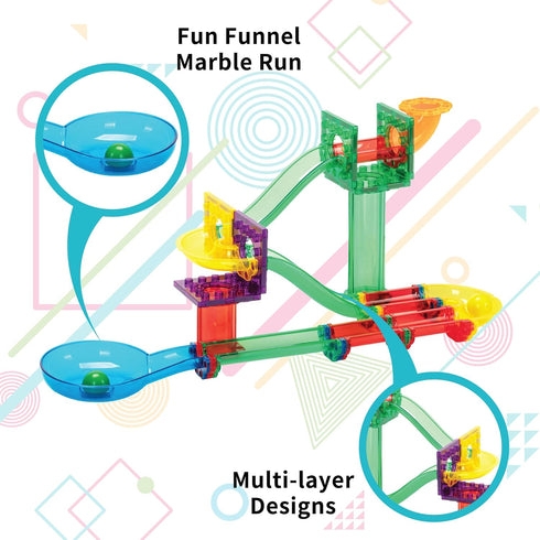 Everplay 60 Piece Marble Run Magnetic Building Toys Magnet Tile Construction Blocks STEM Learning Educational Toy Playset Toddlers Preschool Boys Girls Kids Children Unlimited Creations Age 3+ and Up