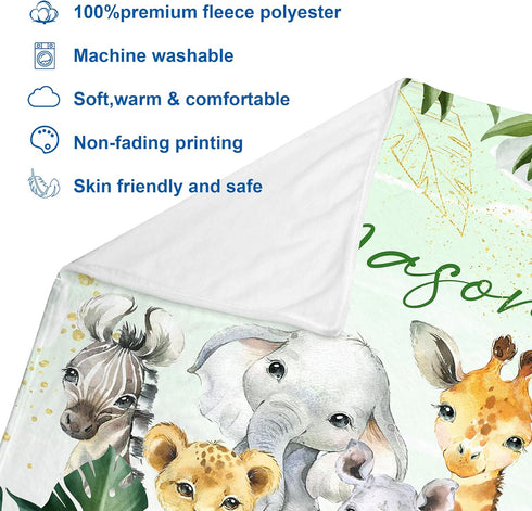J&SBGFT 30"x40", Color13 Custom Baby Blanket with Name, Personalized Receiving Blanket for Toddlers