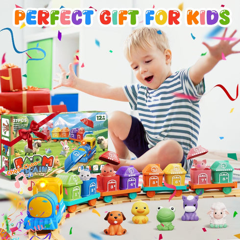 1-2-3, Set 2-4 1 2 3 Counting 1 2 3 Toddler Boy Girl Toys Train for Toddlers with Music & Light, Toys for Year Old Boy