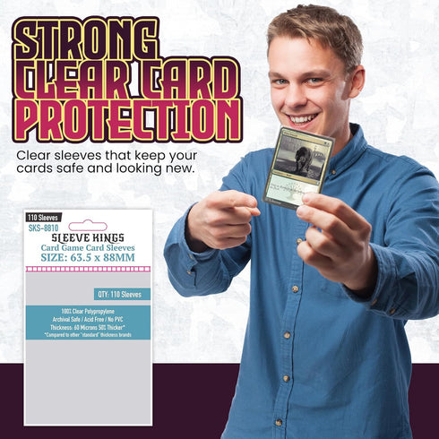 63.5x88mm (10x110 Pack, 1100 Sleeve Kings Card Game Card Sleeves Sleeves) Protective Covers for Trading Cards, Board