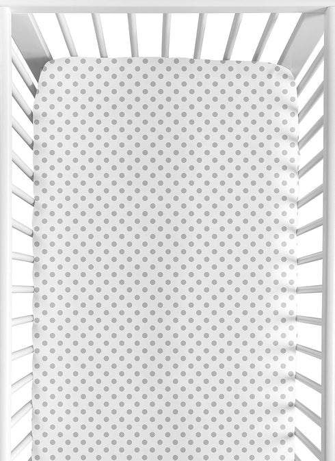 Sweet Jojo Designs Grey and White Polka Dot Baby or Toddler Fitted