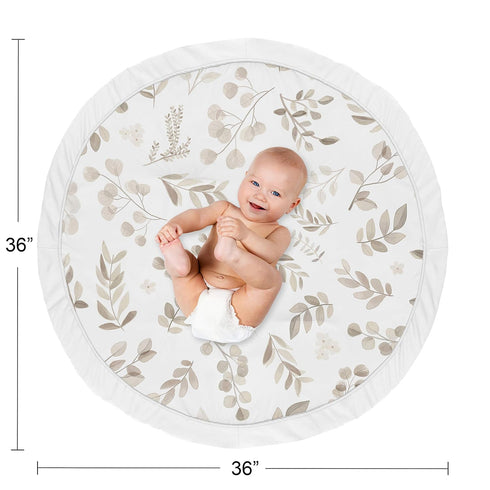 Tummy Sweet Jojo Designs Leaf Boy or Girl Baby Playmat Time Infant Play Mat - Gender Neutral Floral Ivory Beige Taupe