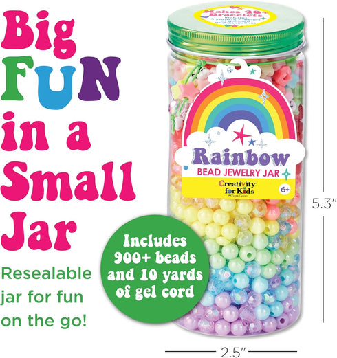 Creativity for Kids Rainbow Bead Jar Jewelry Making Kit, Makes 40+ Friendship Bracelets for Girls Ages 6-8+