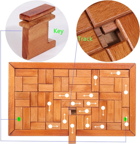 Big 32 Steps Wooden Secret Puzzle Box, Handmade Beech Wood Money Holder, Retro Compartment Brain Teaser Toy for Kids