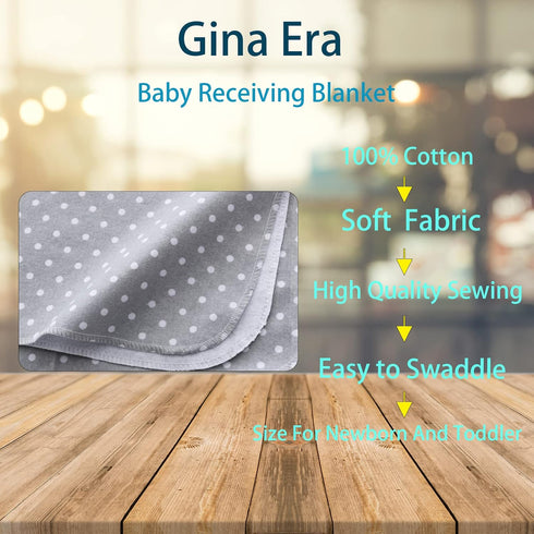 Flannel Receiving Blankets, Baby Swaddle Blankets 100% Cotton 4 Pcs One Size 30 X 30 Inch for Baby Boy or Baby Girl (Style10) by Gina Era