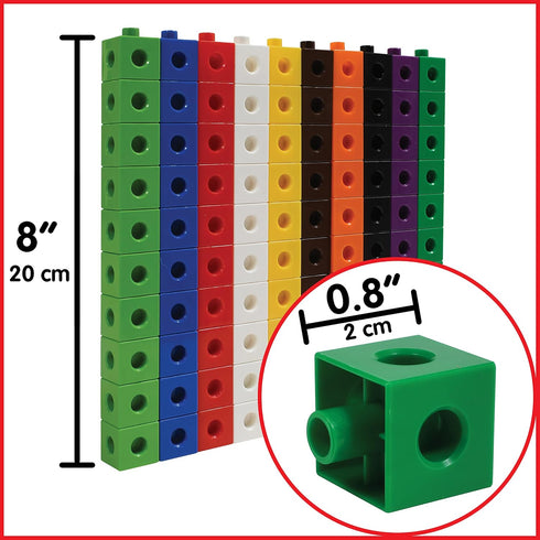 edxeducation Linking Cubes, Set of 100, Connecting and Counting Snap Blocks for Early Math