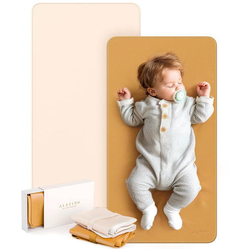 2 Pack Vegan Leather Baby Changing Mat, Large 30" x 17" Waterproof