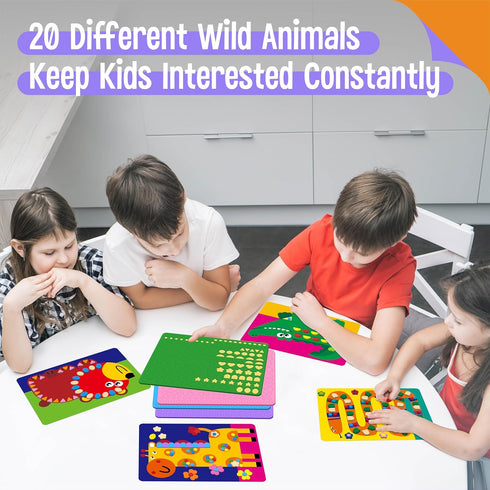 20 1660 10 SpriteGru Foam Sticker Art Activity, Wild Animal Art Boards with Foam Stickers in Colors, Funny DIY Activity