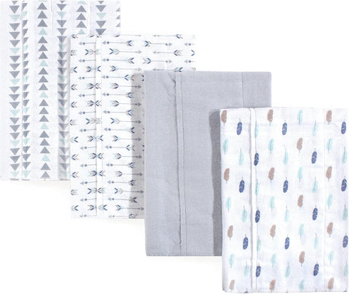 Luvable Friends Unisex Baby Cotton Flannel Burp Cloths, One Size, Boy Feathers