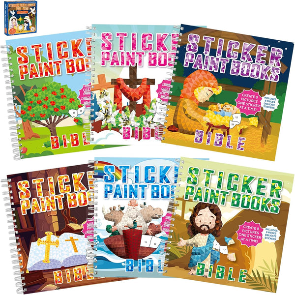 6PCS Bible Paint by Stickers for Kids Ages 4-8 VBS Crafts Sticker
