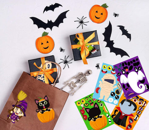 32PCS Halloween Stickers for Kids, Make a Face Stickers, Jack-O-Lantern Cute Arts and Crafts