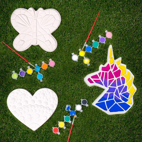 Multipack 3 (7 Inch 18 3 8+ Creative Roots Paint Your Own Stepping Stones with Butterfly, Unicorn, & Heart, Ceramic