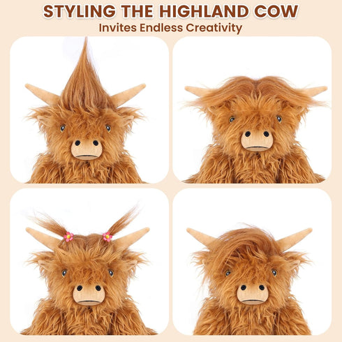SuzziPals Heatable Coolable Weighted Highland Cow Stuffed Animals Plushie, Microwavable Heating Pad for Period Cramps