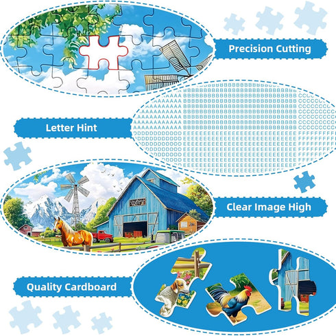300 8-10,Challenging Gift,20.5 15 Pieces Puzzles for Adults,Farm Animals Puzzles for Adults,Large Piece Puzzle