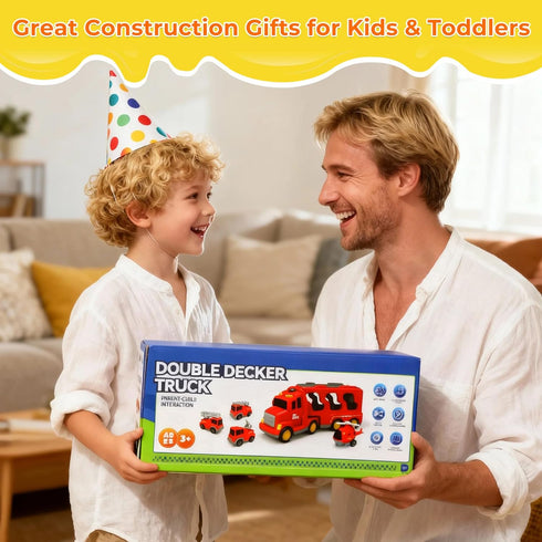 6 3-5-7, 3 4 5 6 7+ Construction Toy Trucks with Construction Vehicles, Sound Light Transport Carrier Truck