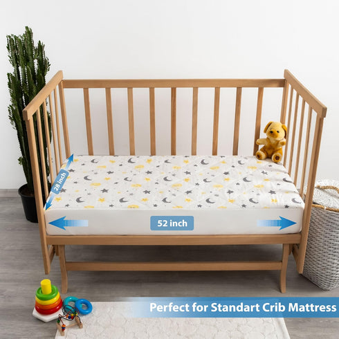 NEWO SELECT Sheets,%100 52"x28" 1, Pack) Waterproof Crib Mattress Protector Cotton Fabric, Absorbent Crib/Toddler