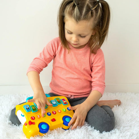 Animal Sounds Bus for Babies 6 Months+ with Lights, Music, Numbers, Volume Control, Educational Musical Toy