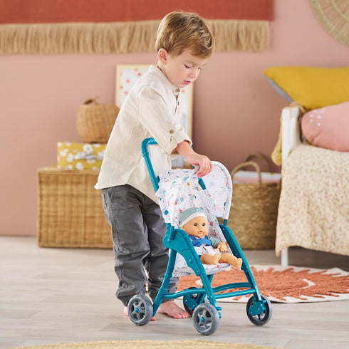 Corolle Baby Doll Stroller with Folding Canopy - Teal - Mon Premier Poupon Accessories Fit 12" Dolls for Kids Ages 18