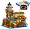 1881PCS Fishing Village Cabin Mini Building Blocks Toys with LED Lighting, Creative Architecture Building Sets for 6+