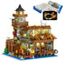 1881PCS Fishing Village Cabin Mini Building Blocks Toys with LED Lighting, Creative Architecture Building Sets for 6+