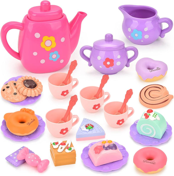 Lajeje Toddler Tea Party Set for Girls Ages 3-5, 23-Piece Pretend Play