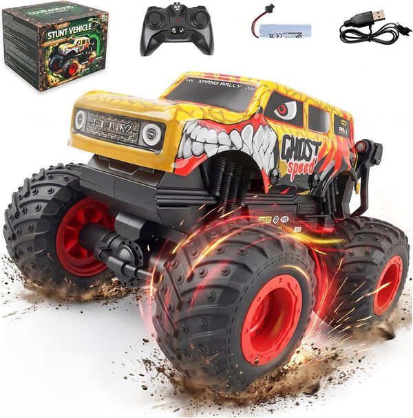 BEZGAR Monster Truck Toys, Remote Control Monster Truck with Dancing Spins, Lights