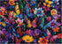 Flower Butterfly Puzzle for Adults 1000 Pieces, Spring Garden Plant Jigsaw Puzzles, Colorful Nature Floral Puzzles