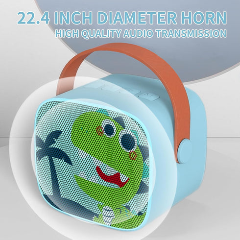 Mini Karaoke Machine for Kids, Portable Bluetooth Speaker with Wireless Microphone, Green Dinosaur Design