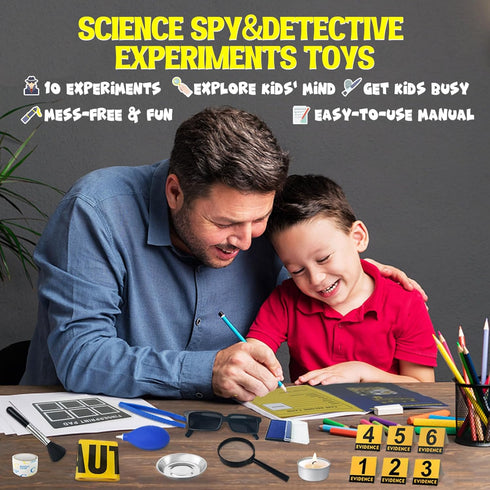 UNGLINGA Kids Spy Kit Detective Fingerprint Toys for Ages 4-10, Educational Fingerprint Kit with Spy Glasses