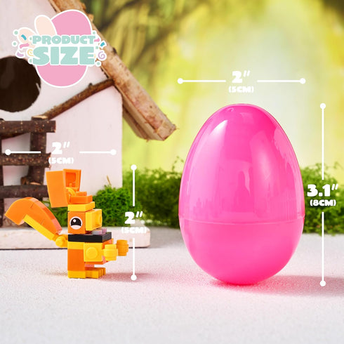 24 Packs 3.23" JOYIN Prefilled Easter Eggs with Toys, Cute Animals Building Blocks for Basket Stuffers, Kids Party