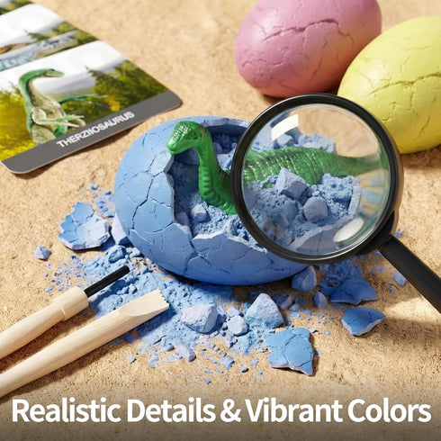 24 Pack 3+ Colorful Dinosaur Eggs Excavation Kit with Learning Cards - Dino Dig STEM Science Toy for Kids - Easter