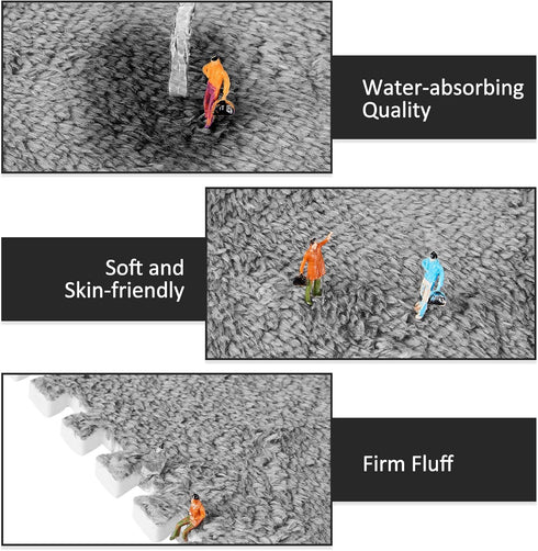 15 Flutesan Pcs Winter Plush Puzzle Foam Floor Mat Interlocking Carpet Tiles Anti Slip Soft Warm Squares EVA Foam