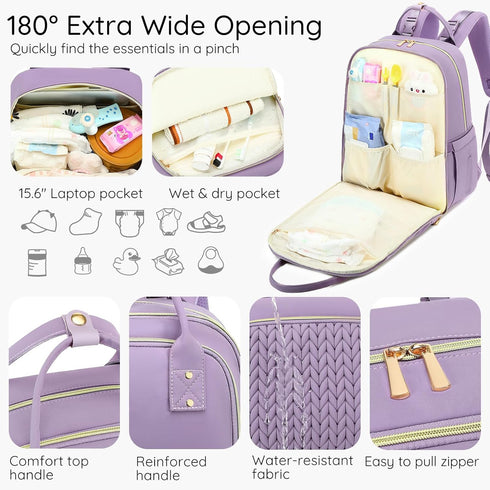 Backpack Backpack Diaper Bag - Large Multi functional, Boys, Girls & Baby Travel Essentials Tote with Changing Pad