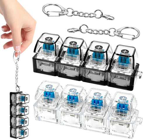 ZoxiLume 2 Pcs 4 in 1 Keyboard Fidget Toy Keychain, Clicky Button Toy