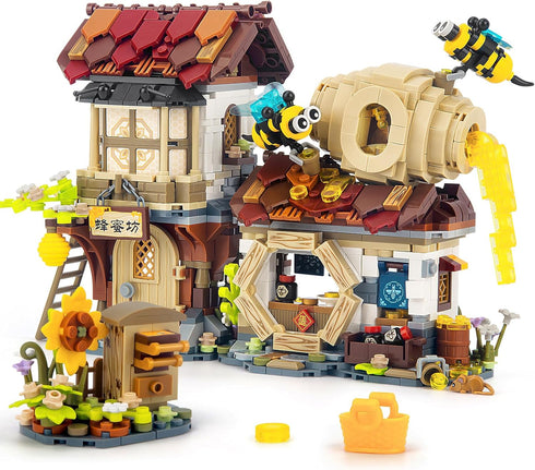 HIGH GODO Honey Workshop Mini Building Set, MOC Street View Simulation Architecture
