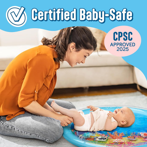 Tummy 30" Tummy 3 36 SplashEZ Lights Up Time Water Mat for Babies, X-Large Baby Water Mat Time for Sensory Play