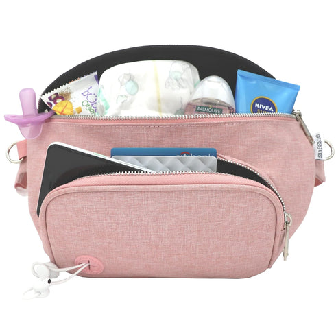 Suessie Fanny Pack Diaper Bag with Baby Changing Pad & Waterproof Wipes Pocket, Stroller Organizer