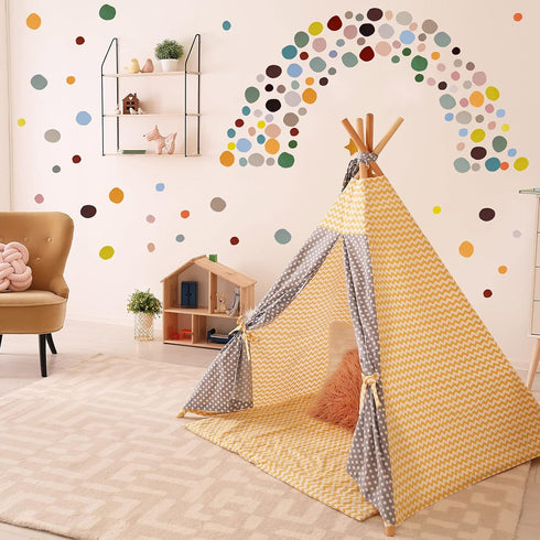 Epakh 296 Pcs Polka Dots Wall Decal, Colorful Boho Rainbow Kids Playroom Decor, Peel and Stick Modern Sticker