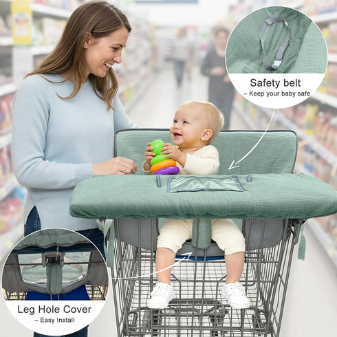 Muslin Shopping Cart Cover for Baby Soft & Breathable High Chair Covers for Restaurant Seat Grocery Cart Cover