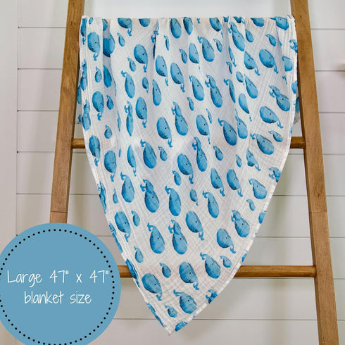 100% 3 Pack LollyBanks Swaddle Blanket | Muslin Cotton | Newborn and Baby Nursery Essentials for Boys, Registry | Ocean
