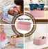 OIAHOMY Woven Basket, Gift Basket Empty with Gift Bags and Ribbons, Storage Basket with Handles for Nursery, Pink
