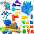 Beach Sand Toys for Kids, 27pcs Castle Molds, Bucket, Shovel Tool Kit, Sandbox Toys for Toddlers, Bonus Mesh Bag