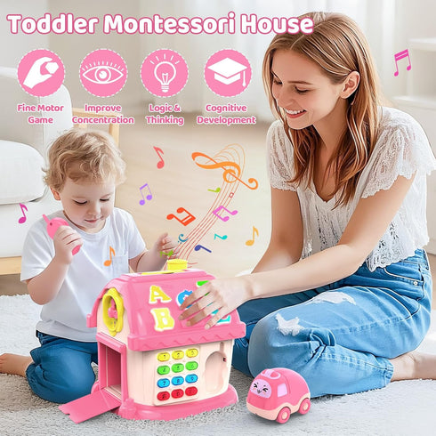 1 12-in-1 1-2, 1st 6-12 12-18 Toddler Toys for Year Old Girl Gifts, Montessori Musical House Toddler Learning Toys