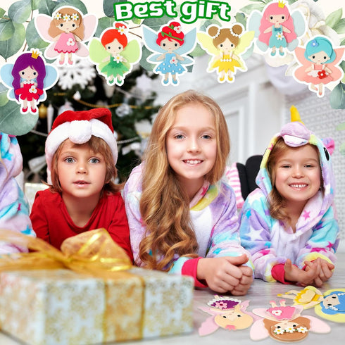 24 3D Geetery Pcs DIY Fairy Art Crafts Kit Creative Make Your Own Fairy Felt Sticker Puzzle for Kids Toddler Girls