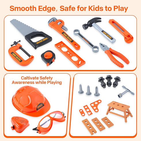 3 in 1 Kids Tool Bench - Zealous 79pcs Toddler Tool Set with Electronic Toy Drill for Boys Age 3+