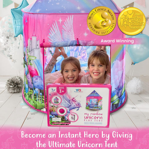 W&O Unicorn Sparkle Play Tent with Magical Unicorn Sounds - Captivating Pop Up Tent for Girls - Perfect for Indoor