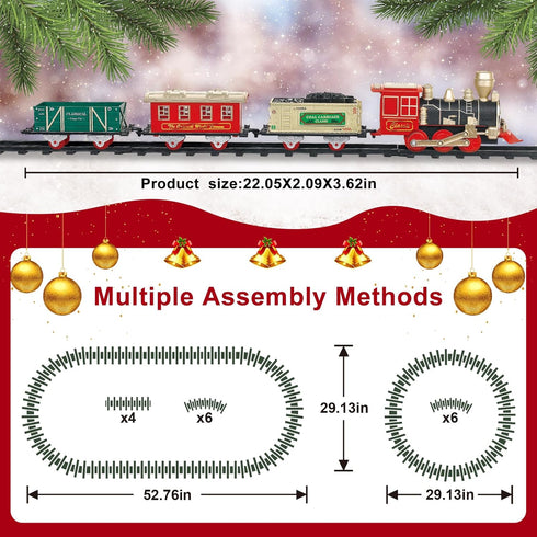 Set 3-8 Classic Electric Train for Toddlers Battery Operated Push-Button Train with Lights & Sounds, No Remote